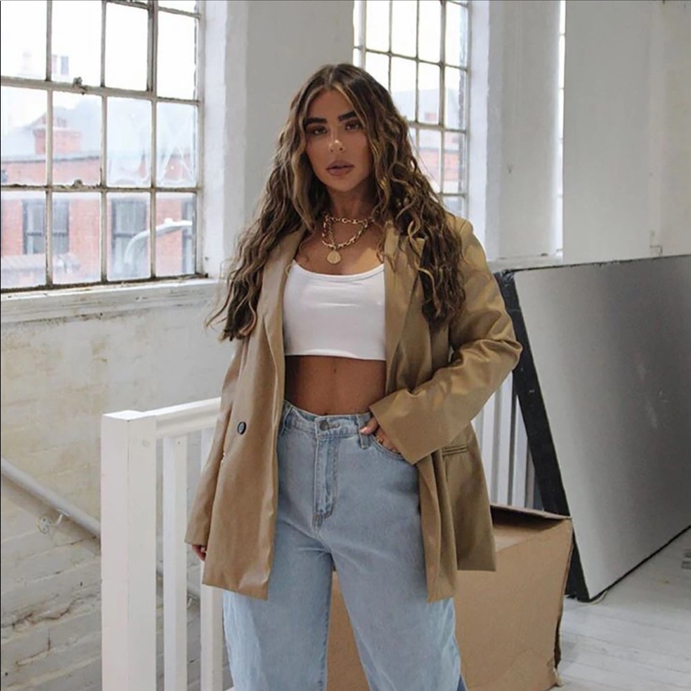 Faux leather oversized blazer